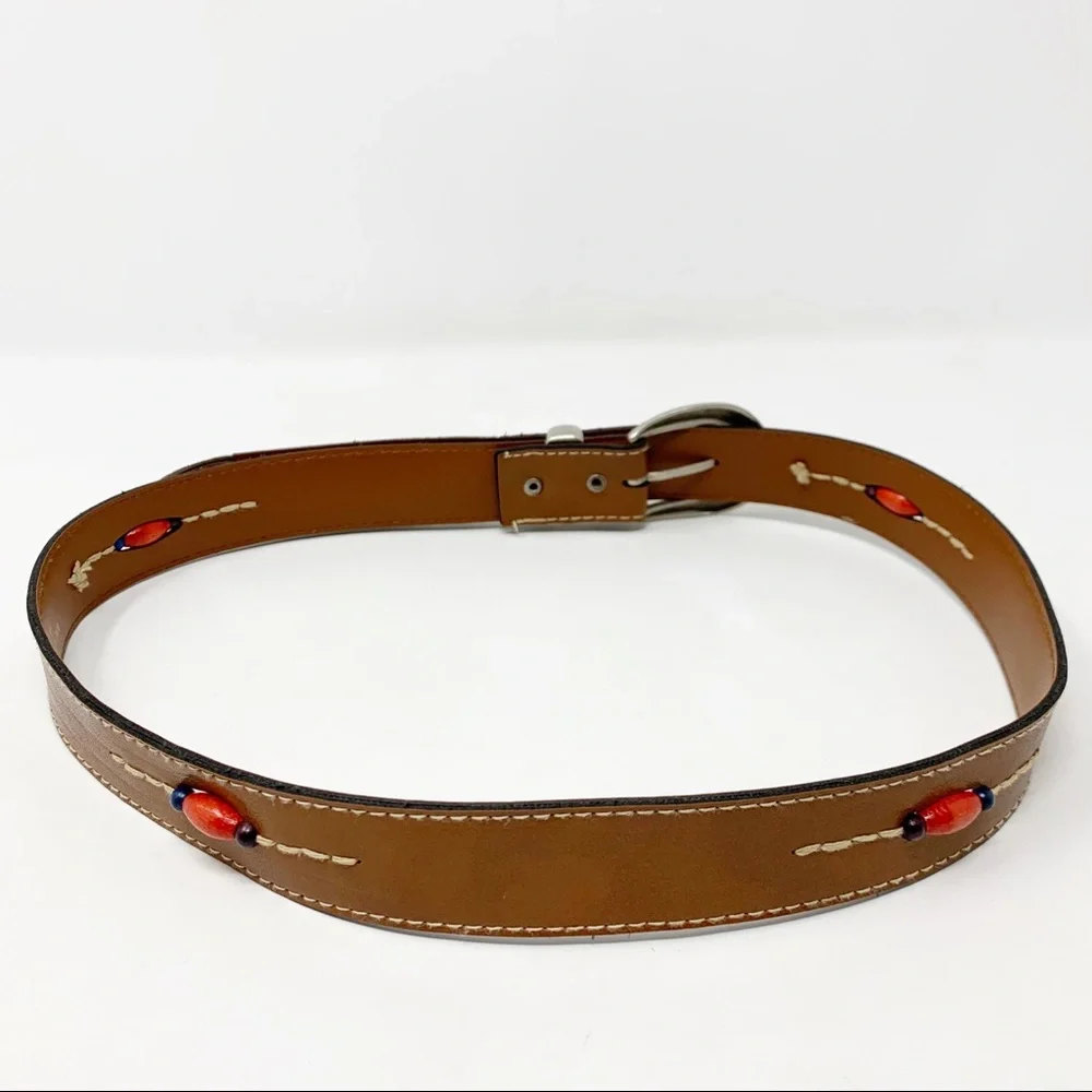 Girls Brown Beaded Belt Size 10